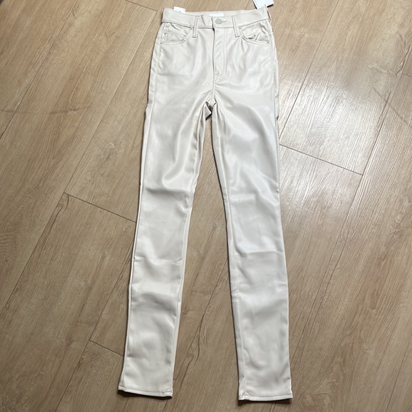 NEW MOTHER Faux Leather The Super Swooner in Wax On, Wax Off Egret, SIZE 23 0828 - Picture 5 of 10